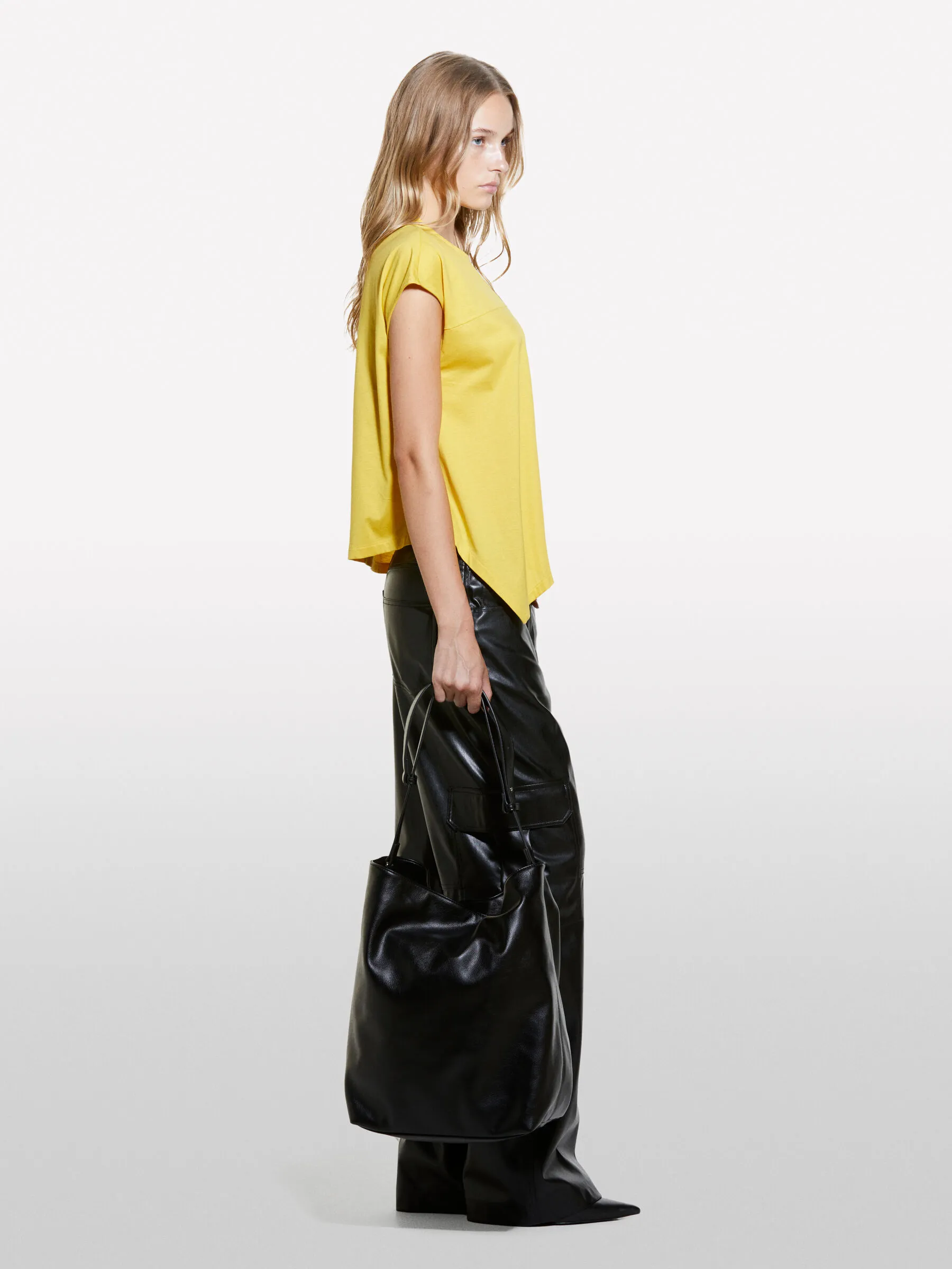 Asymmetrisches T-Shirt in Senfgelb, Senfgelb 