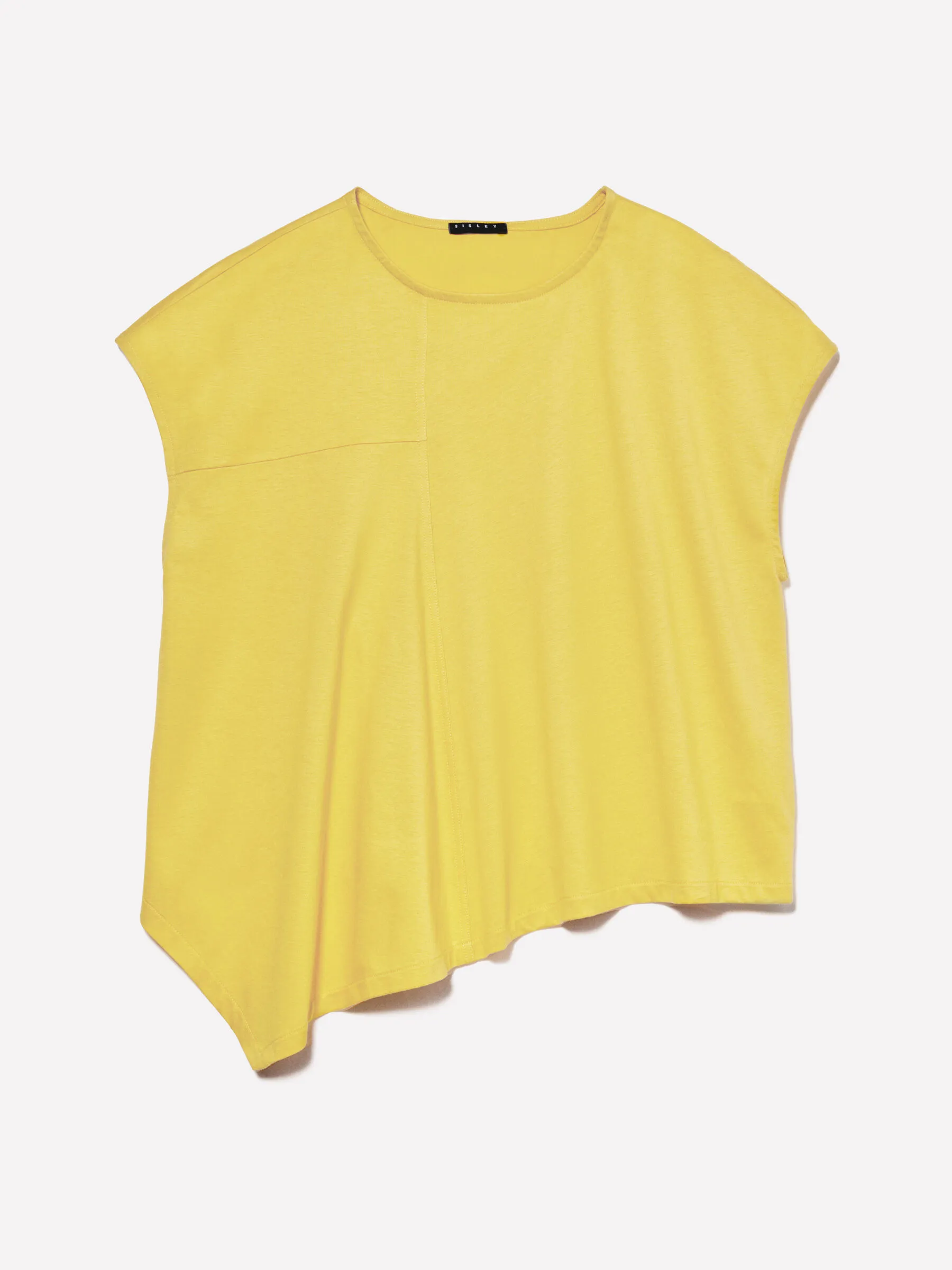 Asymmetrisches T-Shirt in Senfgelb, Senfgelb 