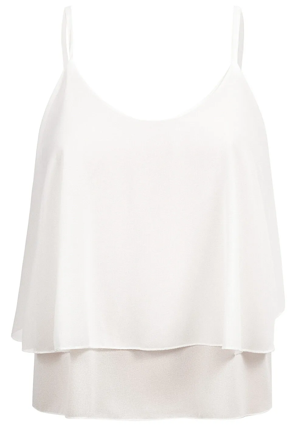 Hotel De Ville Damen kurzes Chiffon Top 2-lagig weiss