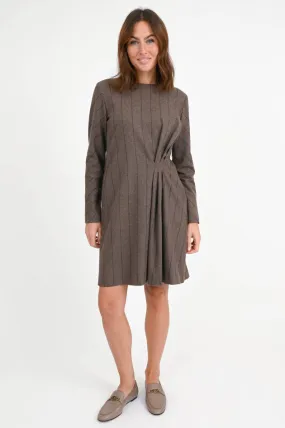 Kleid LENTINI mit Nadelstreifen Dunkelbraun