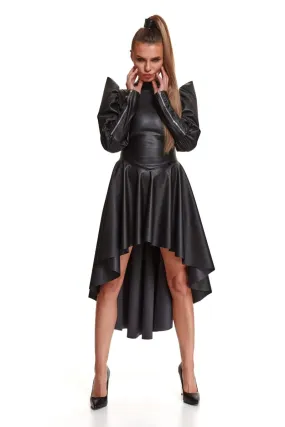 Kunstleder-Kleid mit Puffärmeln