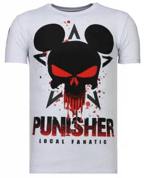Punisher Mickey - Strass T-shirt - Weiß